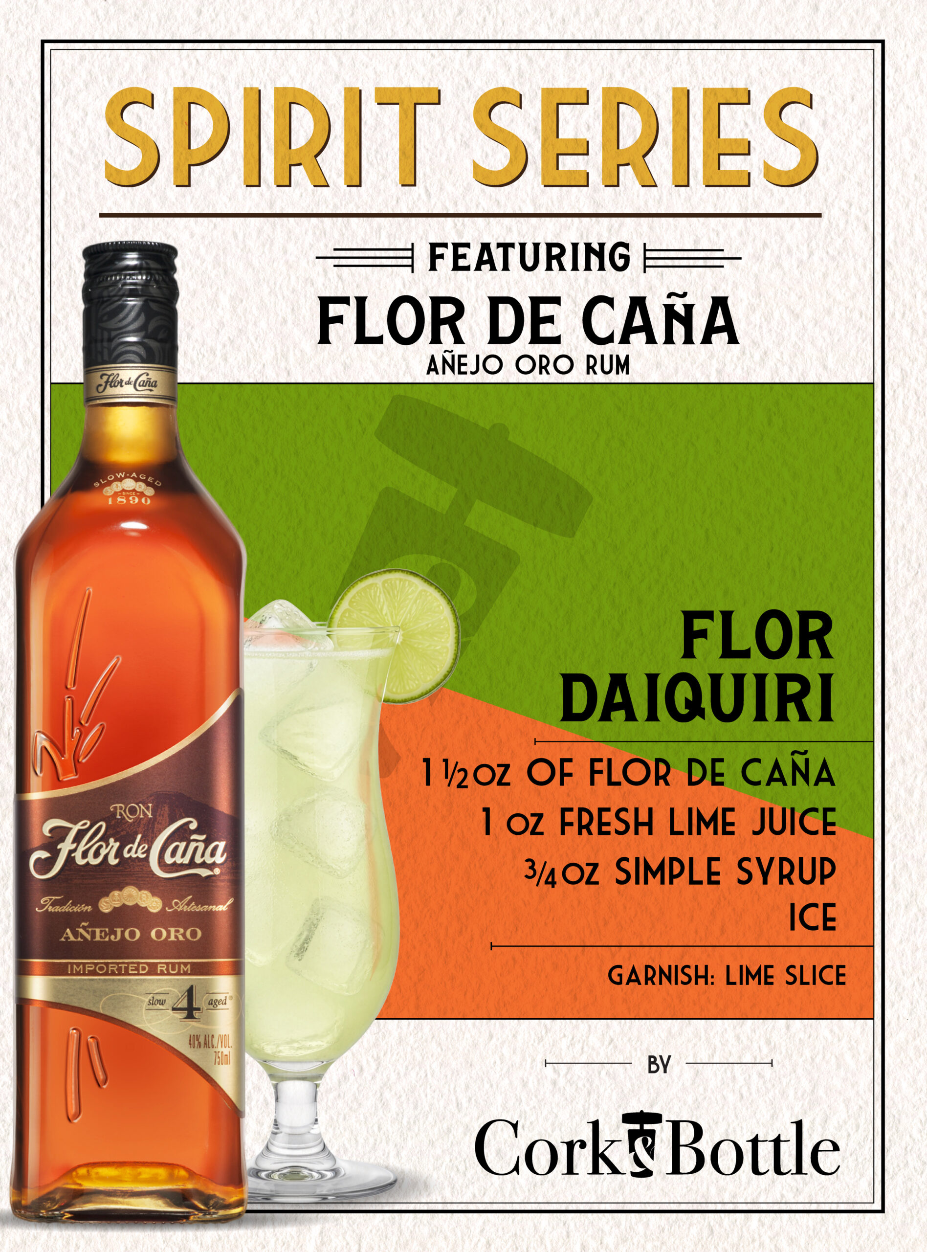 Cork & Bottle Flor De Cana Daiquiri Recipe Card