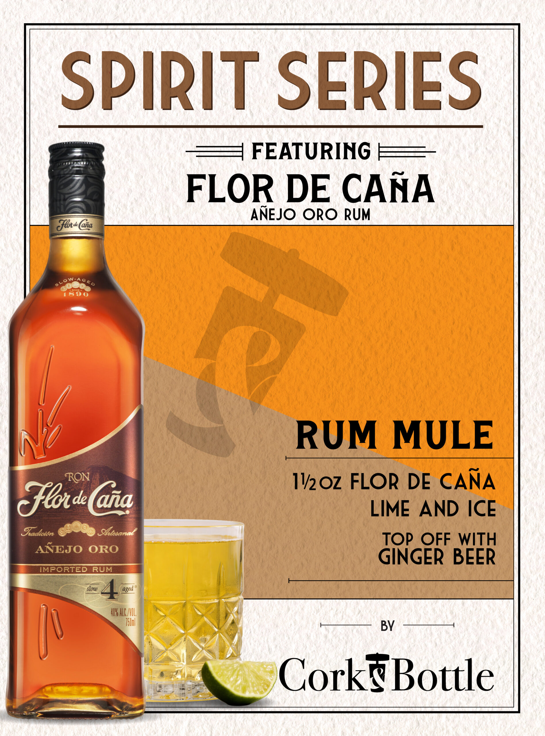 Cork & Bottle Flor De Cana Mule Recipe Card