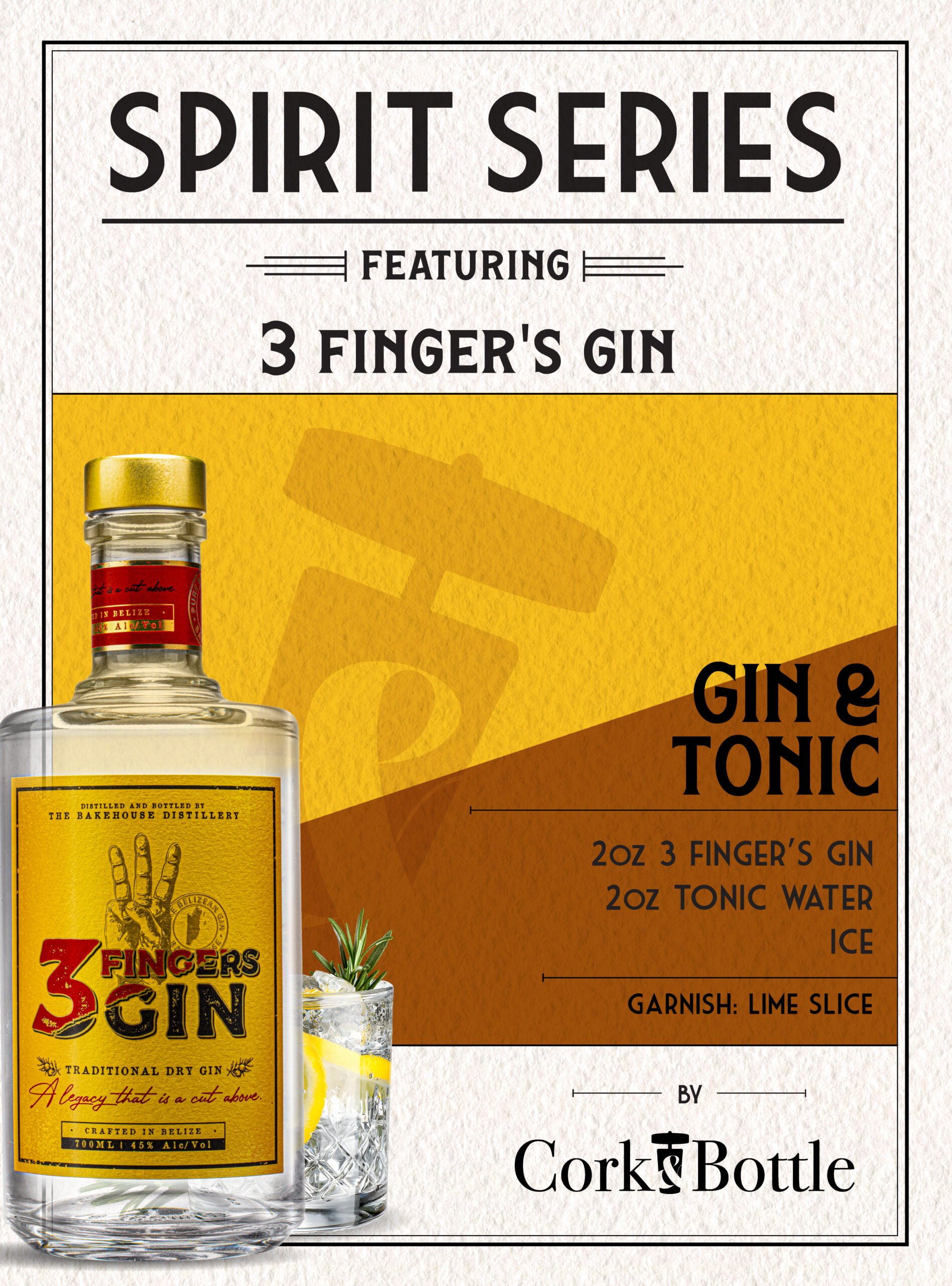 Cork & Bottle 3Fingers Gin & Tonic Recipe card