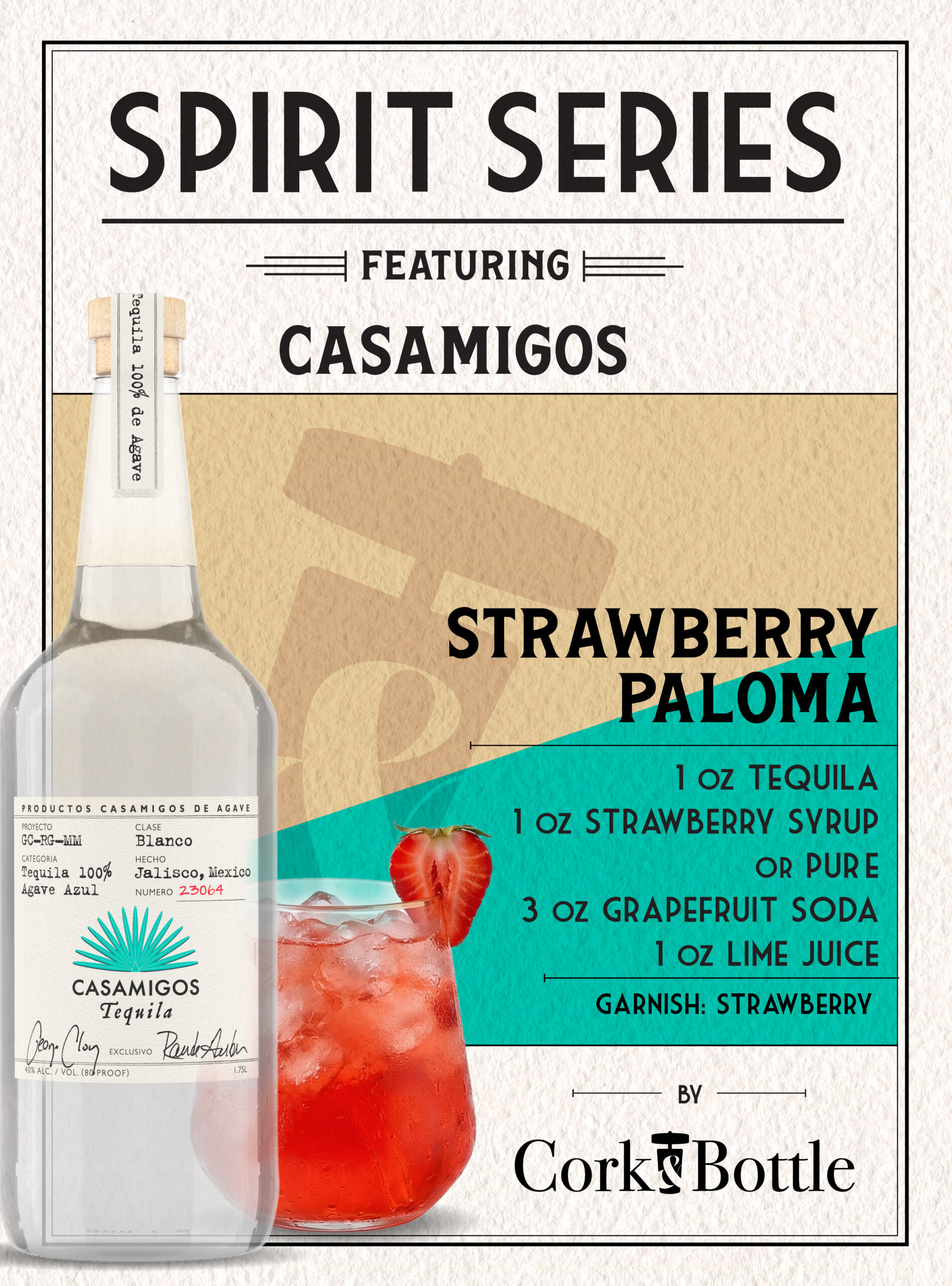 Cork & Bottle Casamigos Paloma Recipe Card