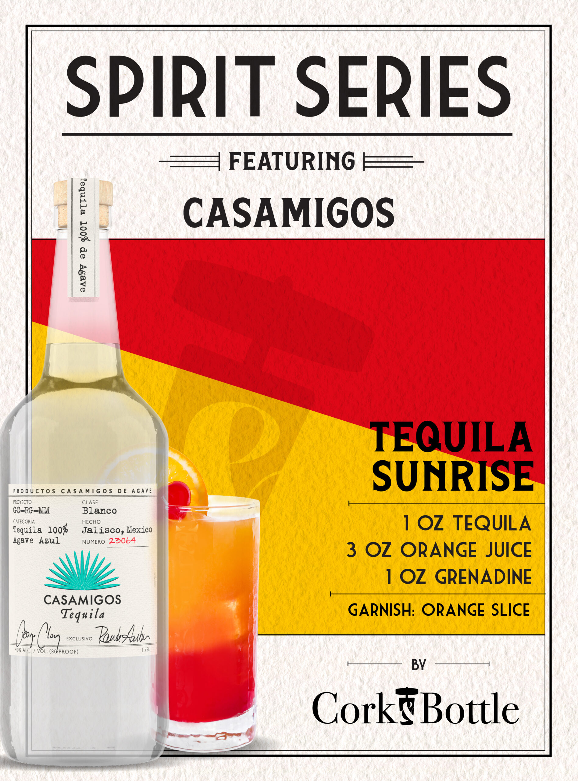 Cork & Bottle Casamigos Sunrise Recipe Card